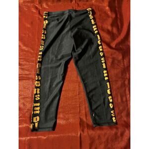 Zara Terez Leggings Womens M SoulCycle Black Gold Side Print High Waist Active